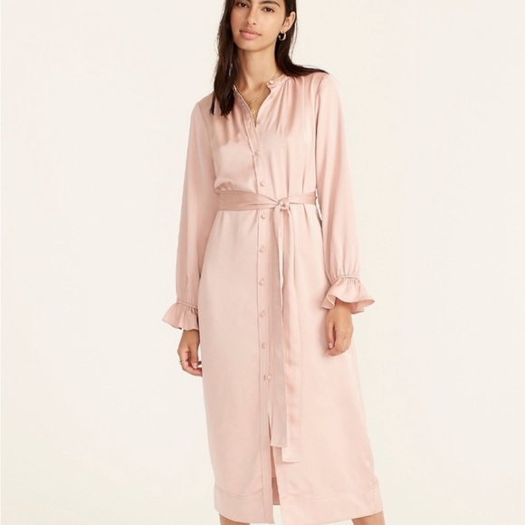 J. Crew Dresses & Skirts - Drapey shirtdress in satin-back crepe ✨